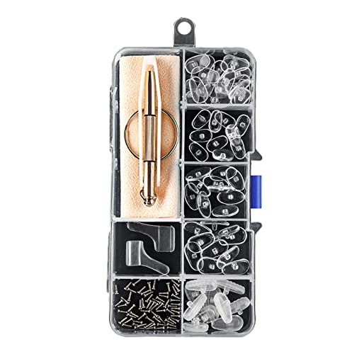 ELEPHANTBOAT Eyeglasses Nosepad Repairing Kit,35pcs Silicone Nosepad with 3 in 1 Screwdriver,Screws Tweezers,Antiskid Earhook,Glasses Cloth,Grid Box Storage Organizer,5 shape ELEPHANTBOAT Eyeglasses Nosepad Repairing Kit,35pcs Silicone Nosepad with 3 in 1 Screwdriver,Screws Tweezers,Antiskid Earhook,Glasses Cloth,Grid Box Storage Organizer,5 shape